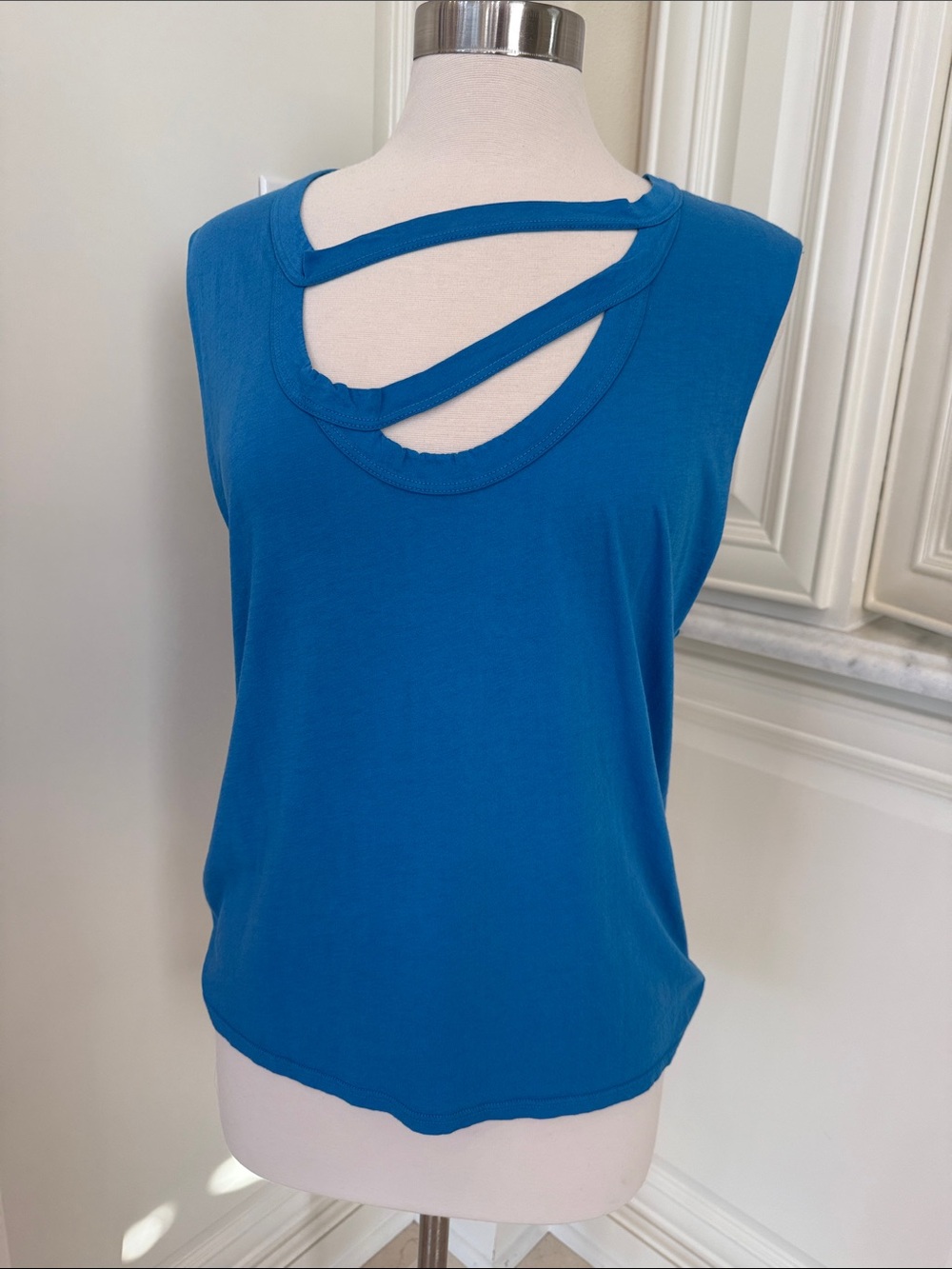 LAmade Blue Strappy Cutout Neck Tank